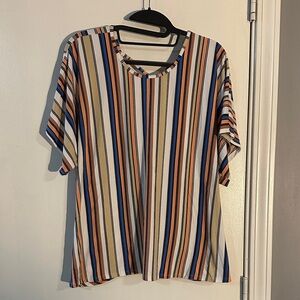 Daytrip Multicolor Striped Short Sleeve Top